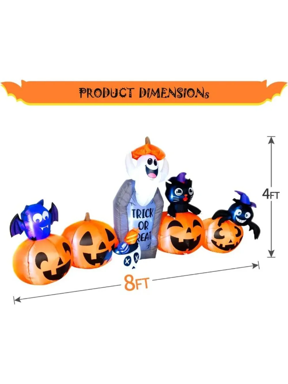 8FT Halloween Inflatable Yard Decor - Pumpkins, Ghosts, LED Lights for Outdoor